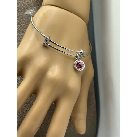 Real Simple Jewelry Pink Sapphire Rhodium Played Silver Bangle - Picture 6 of 6
